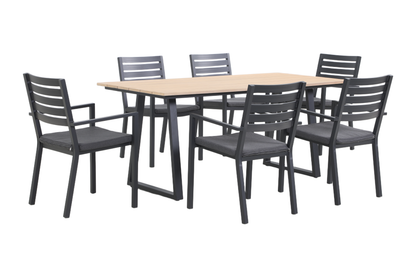 TIARELLA VII 6-Seater Outdoor Dining Setting - Angle view on a white background