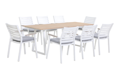 TIARELLO IX 8-Seater Outdoor Dining Setting - Angle view on a white background