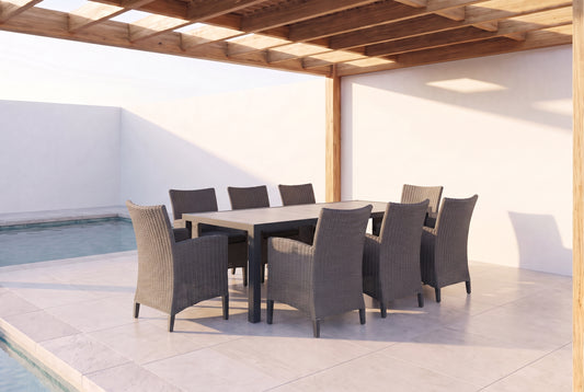 TUBEROSA IX 8-Seater Outdoor Dining Setting - Full Aluminium Leg Ends Style - Lifestyle