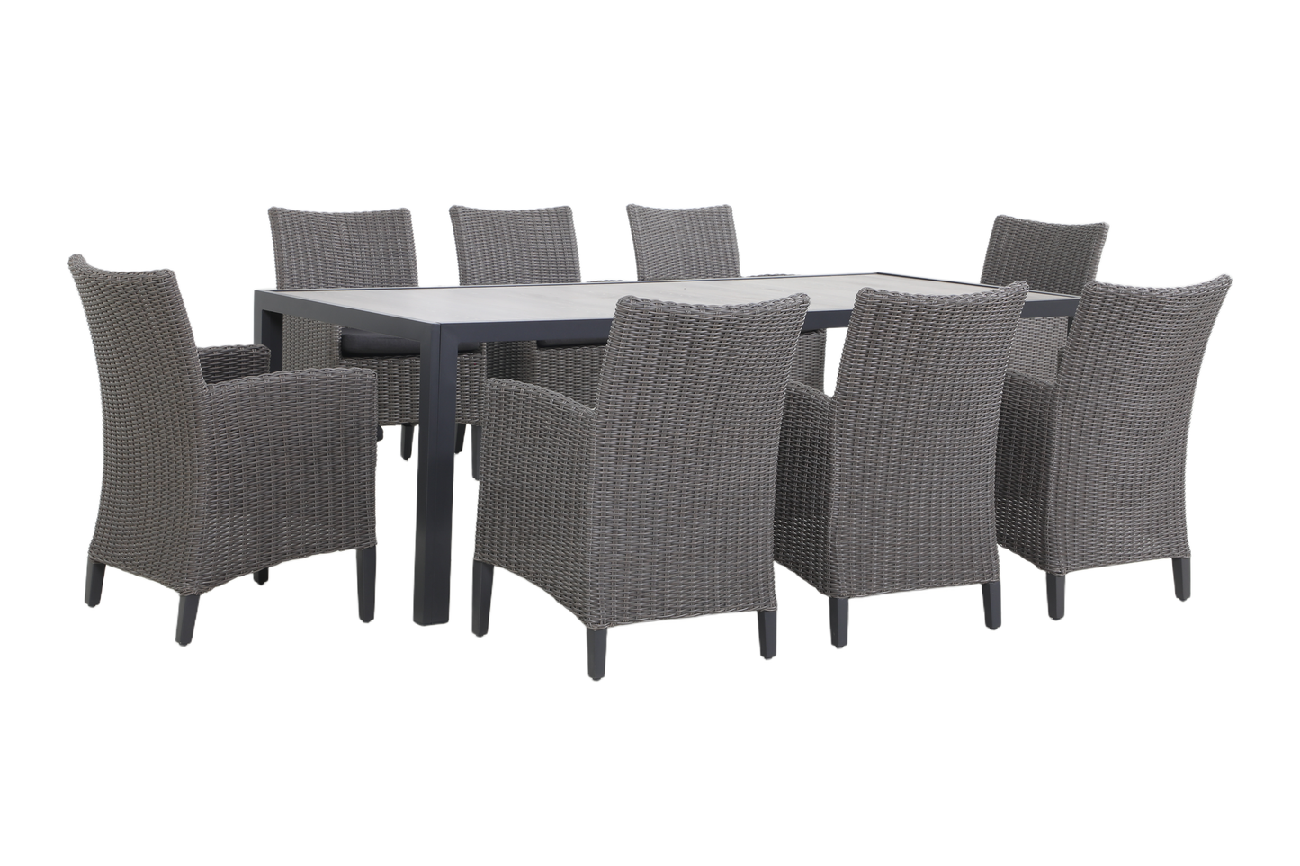 TUBEROSA IX 8-Seater Outdoor Dining Setting - Full Aluminium Leg Ends Style - White background
