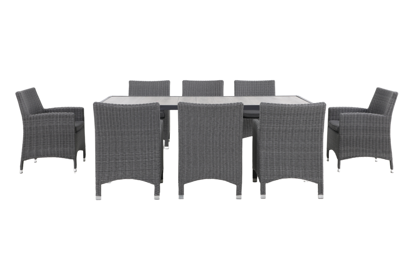 TUBEROSA IX 8-Seater Outdoor Dining Setting - Wicker Wrapped Leg Ends Style - White background