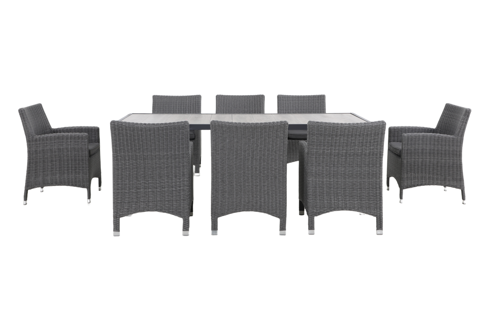 TUBEROSA IX 8-Seater Outdoor Dining Setting - Wicker Wrapped Leg Ends Style - White background