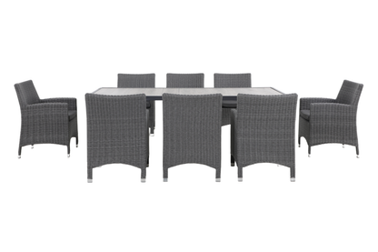 TUBEROSA IX 8-Seater Outdoor Dining Setting - Wicker Wrapped Leg Ends Style - White background
