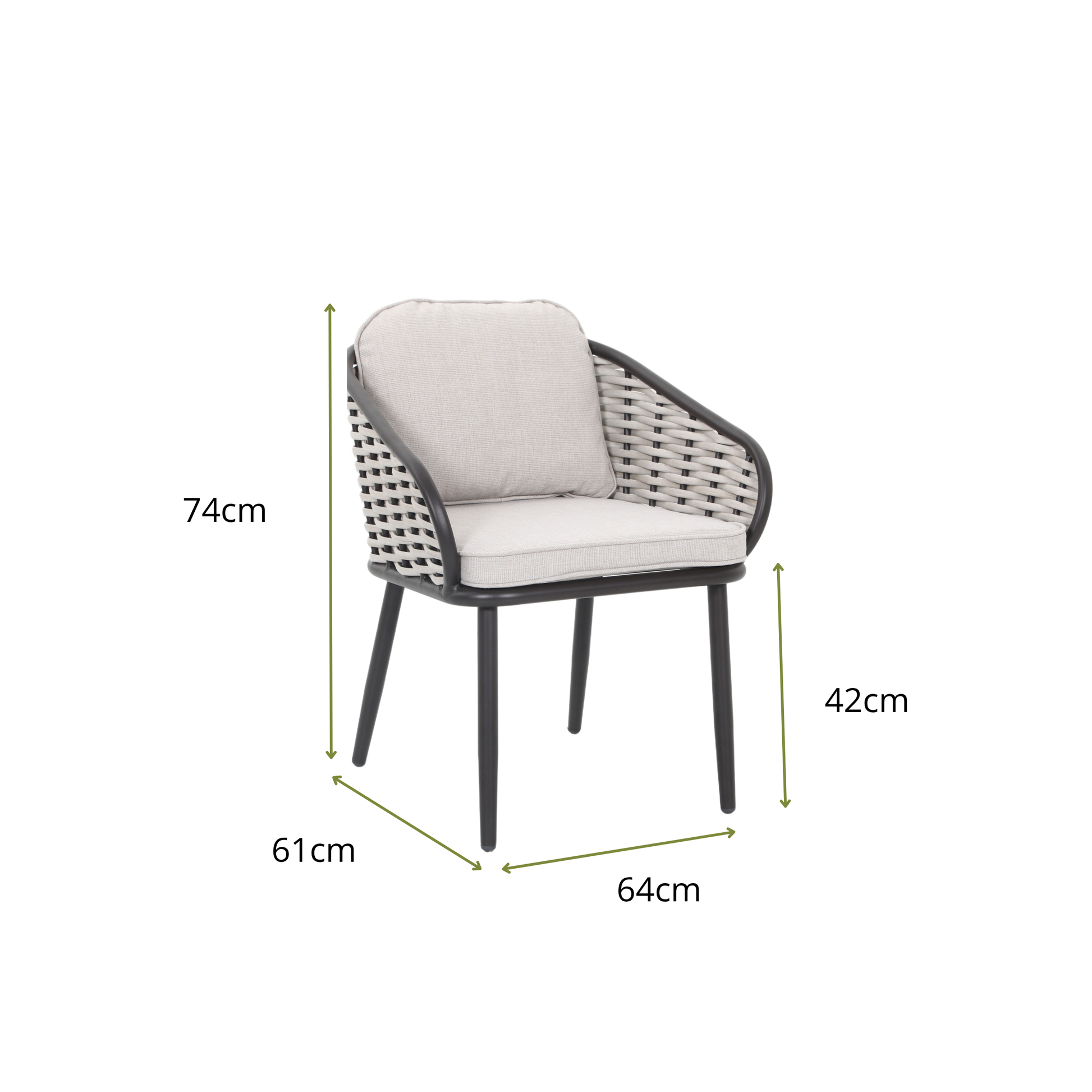 YOTTO VII 6-Seater Outdoor Dining Setting - Dining Chair Dimensions