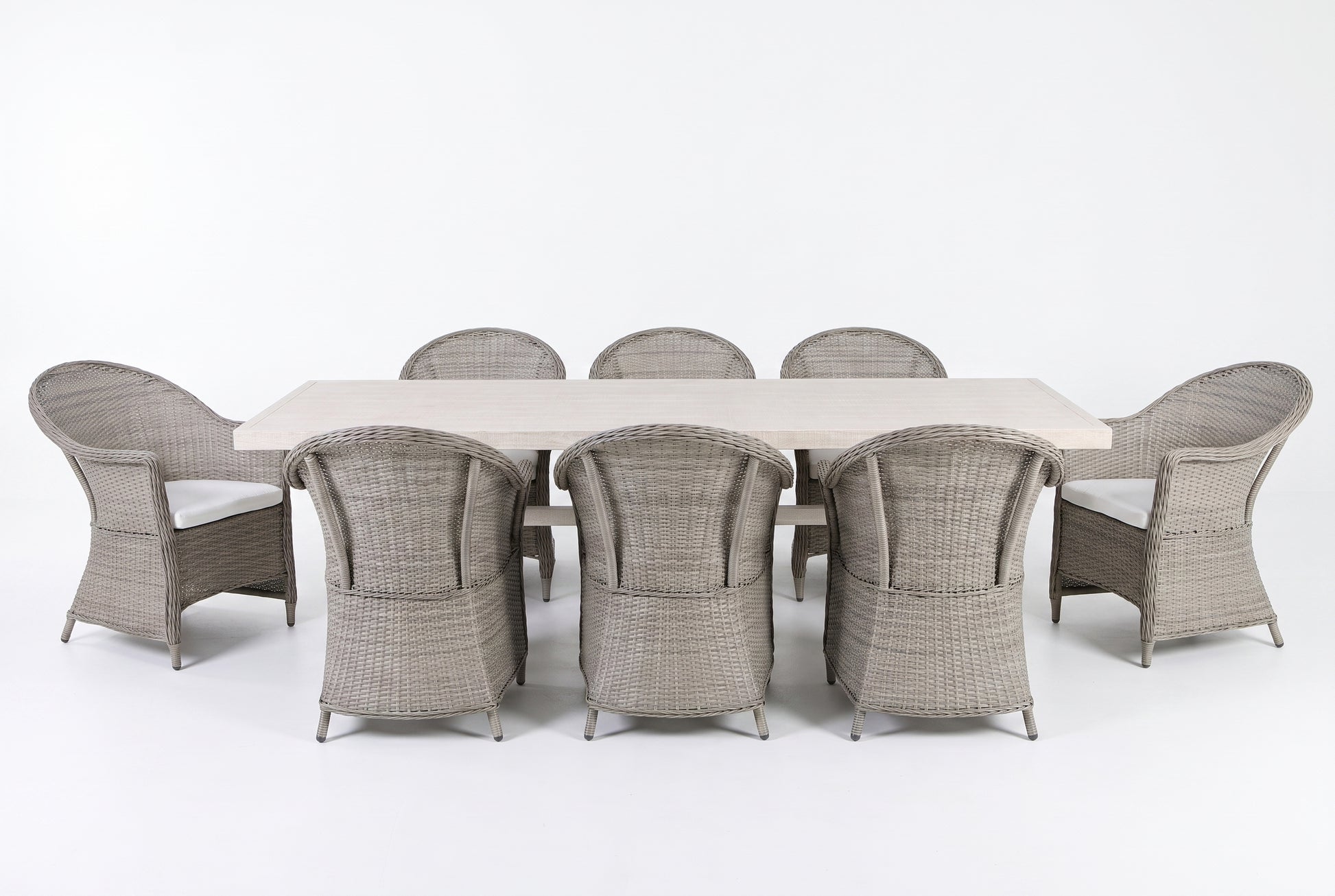 ZINNIA IX 8-Seater Outdoor Dining Setting - Front view on a white background