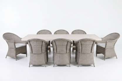 ZINNIA IX 8-Seater Outdoor Dining Setting - Front view on a white background